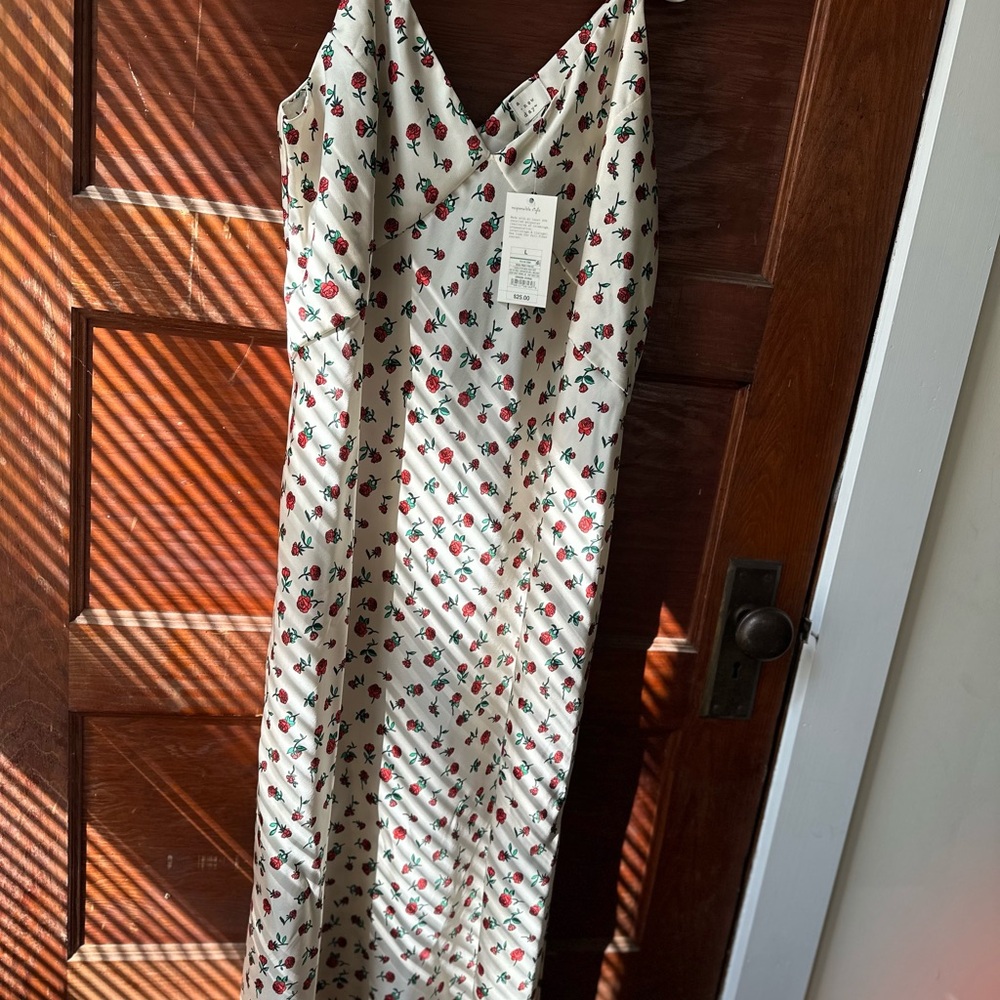 Floral Maxi Dress with Red and Green Pattern